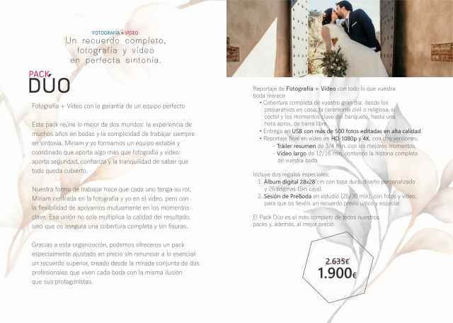 Pack Dúo – Fotografía + Vídeo con descuento especial